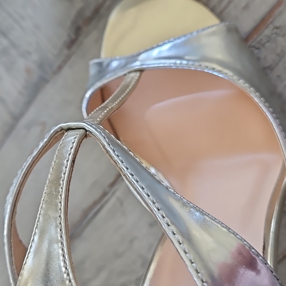 VENUS Metallic Gold and Silver Heel T-Strap Wrap Around Heels - Picture 12 of 12